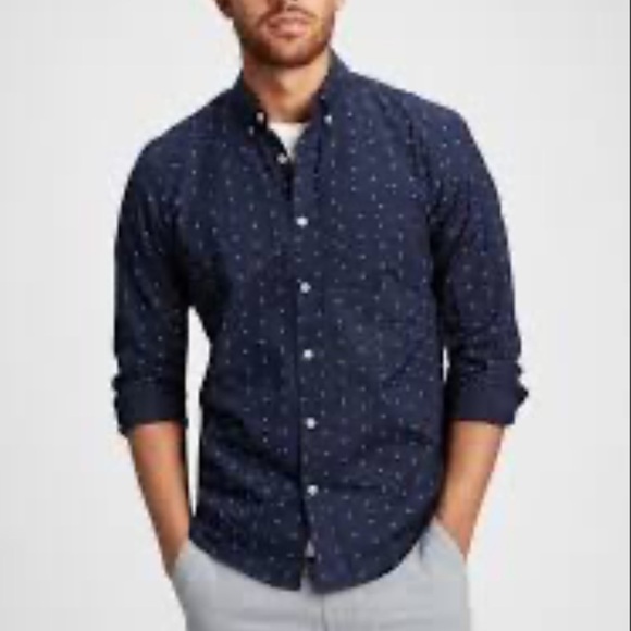 Scotch & Soda Tree Pine Pattern Navy Button Down Casual Shirt Large L - Picture 1 of 12